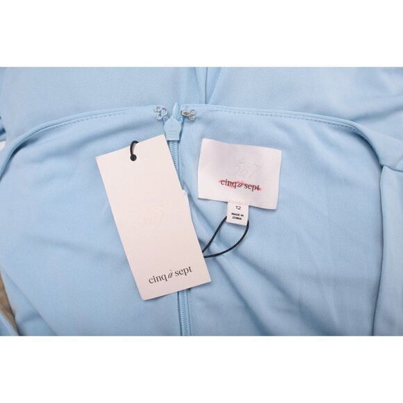 Cinq A Sept Womens Janis Stretch Crepe Midi Dress Sz 12 Blue NWT - Picture 6 of 6